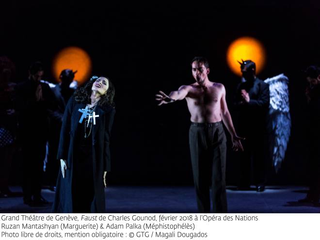 Ruzan Mantashyan (Marguerite) et Adam Palka (Méphistophélès) - Faust par Georges Lavaudant