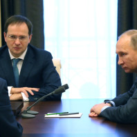 Vladimir Poutine, Vladimir Medinsky Ministre de la Culture et Vladimir Ourine Directeur du Théâtre Bolchoï